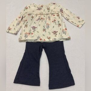 Carter's Cream Floral Top and Navy Pants Set